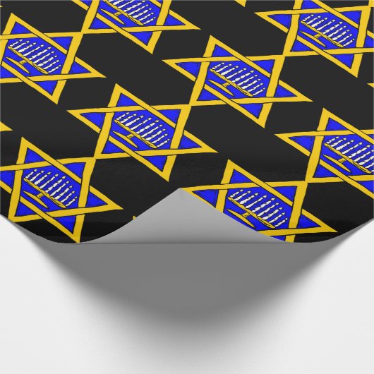 Star von David & Menorah Geschenkpapier (Ecke)