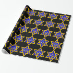 Star von David & Menorah Geschenkpapier<br><div class="desc">Der gelbe Stern von David gefüllt mit blau und eine Menorah.</div>