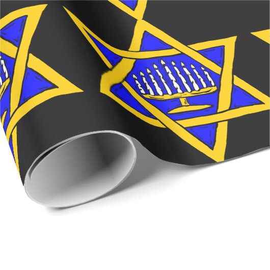 Star von David & Menorah Geschenkpapier (Rolleneckpunkt)