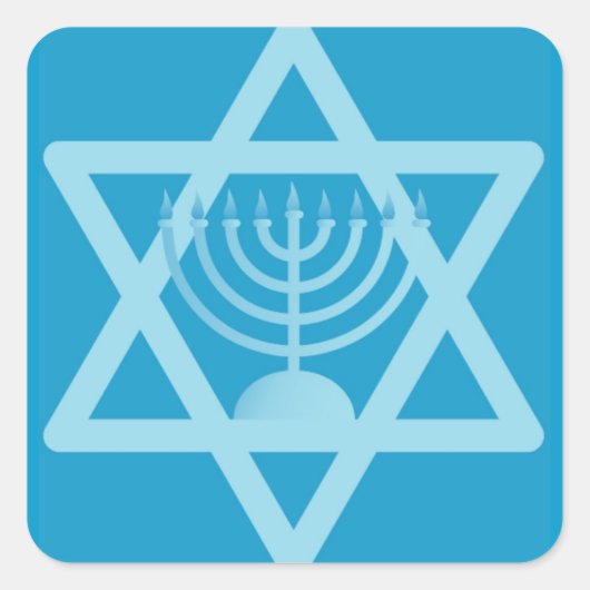 Star von David Menorah Quadratischer Aufkleber (Vorderseite)