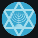 Star von David Menorah Runder Aufkleber<br><div class="desc">(mehrere Produkte ausgewählt)Hanukah-Symbole</div>