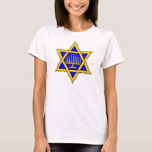 Star von David & Menorah T-Shirt (Vorderseite)