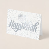 Star von David Modern Hanukkah Silver Folienkarte (Vorderseite)
