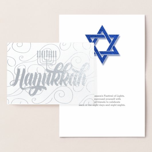 Star von David Modern Hanukkah Silver Folienkarte (Anzeige)