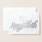 Star von David Modern Hanukkah Silver Folienkarte (Vorderseite mit Umschlag)