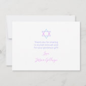 Star von David Modern Pink Script Bat Mitzvah Dankeskarte (Rückseite)