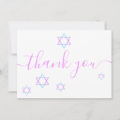 Star von David Modern Pink Script Bat Mitzvah Dankeskarte (Vorderseite)