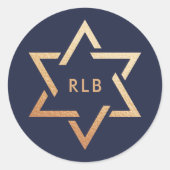 Star von David Monogram Runder Aufkleber (Vorderseite)