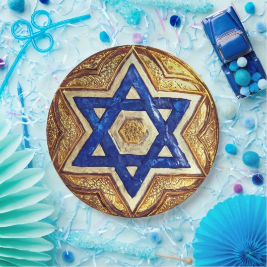Star von David Paper Tellers, 9" Round Paper Plate Pappteller (Party)