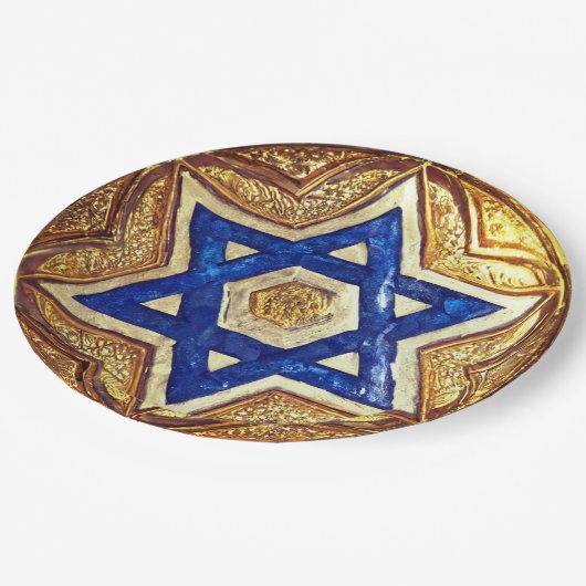 Star von David Paper Tellers, 9" Round Paper Plate Pappteller (Schrägansicht)