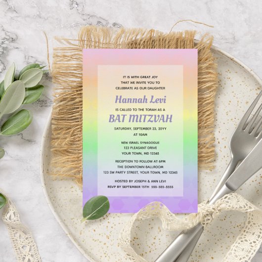 Star von David Pastel Ombre Bat Mitzvah Einladung