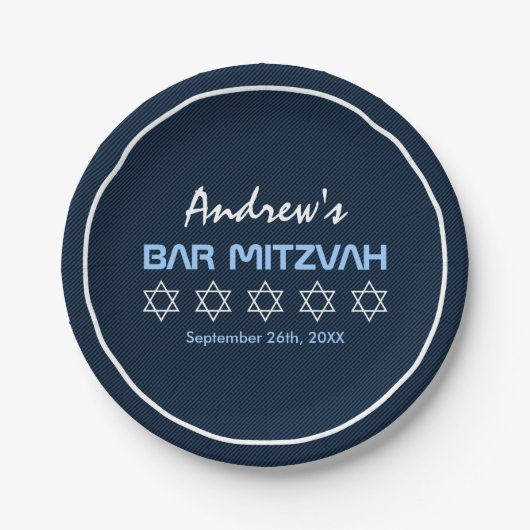 Star von David Pattern Bar Mitzvah Pappteller (Vorderseite)