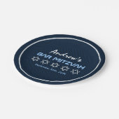 Star von David Pattern Bar Mitzvah Pappteller (Schrägansicht)