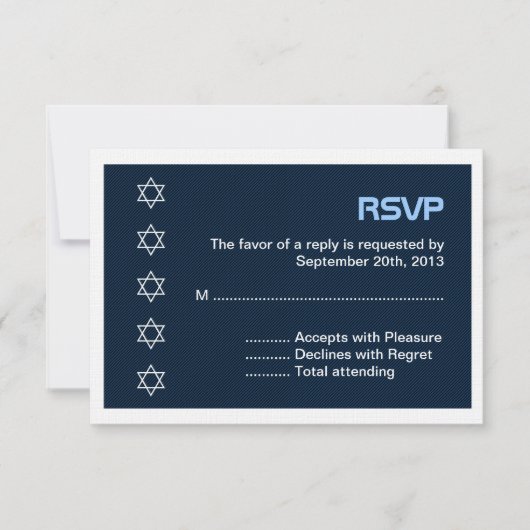 Star von David Pattern Bar Mitzvah RSVP Karte (Vorderseite)