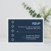 Star von David Pattern Bar Mitzvah RSVP Karte (Stehend Vorderseite)