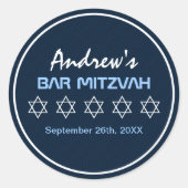 Star von David Pattern Bar Mitzvah Runder Aufkleber (Vorderseite)