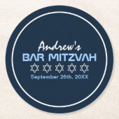 Star von David Pattern Bar Mitzvah Runder Pappuntersetzer (Vorderseite)