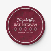 Star von David Pattern Bat Mitzvah Pappteller (Vorderseite)