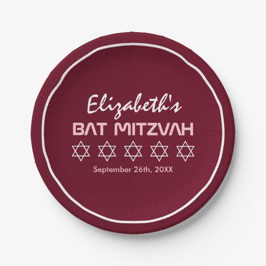 Star von David Pattern Bat Mitzvah Pappteller (Vorderseite)