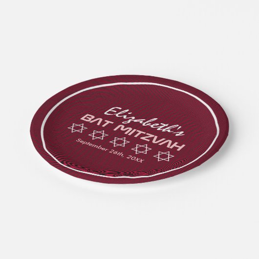 Star von David Pattern Bat Mitzvah Pappteller (Schrägansicht)