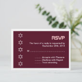 Star von David Pattern Bat Mitzvah RSVP Karte (Stehend Vorderseite)