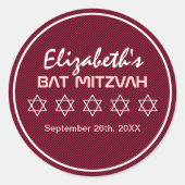 Star von David Pattern Bat Mitzvah Runder Aufkleber (Vorderseite)