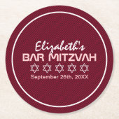 Star von David Pattern Bat Mitzvah Runder Pappuntersetzer (Vorderseite)