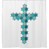 Star von David Star Cross Blue Illusion Duschvorhang (Vorderseite)