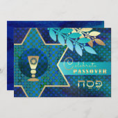 Star von David und Kiddush Cup Pessach Seder Einladung (Vorne/Hinten)