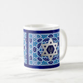 Star von David und Menorah Hanukkah Geschenk Kaffeetasse (VorderseiteRechts)