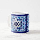 Star von David und Menorah Hanukkah Geschenk Kaffeetasse (Vorderseite Links)