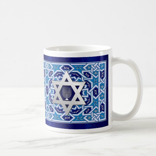 Star von David und Menorah Hanukkah Geschenk Kaffeetasse (Rechts)