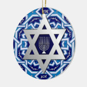 Star von David und Menorah Hanukkah Geschenk Keramik Ornament (Links)