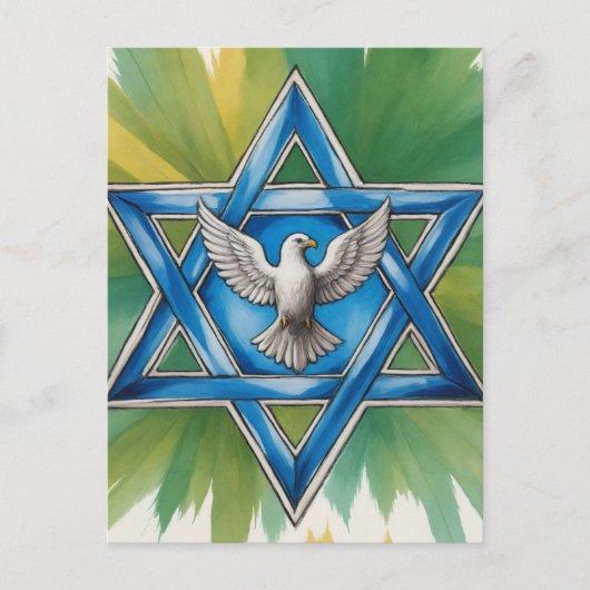 Star von David und Peace Dove Watercolor Postkarte (Vorderseite)