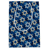 Star von David Watercolor Hanukkah Mittlere Geschenktüte (Vorderseite)
