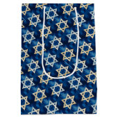 Star von David Watercolor Hanukkah Mittlere Geschenktüte (Rückseite)
