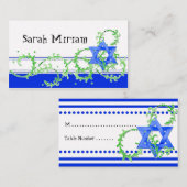 Star von David Watercolor Leaf Dot Swirl Invite Platzkarte (Vorne/Hinten)