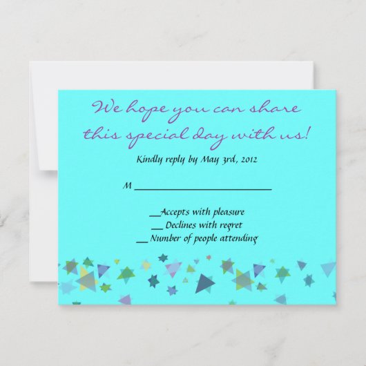 Star von David Wedding Einladung Bar Mitzvah Reply (Vorderseite)