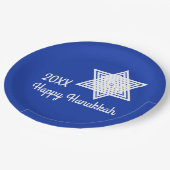 Star von David White auf Blue Background Hanukkah Pappteller (Schrägansicht)