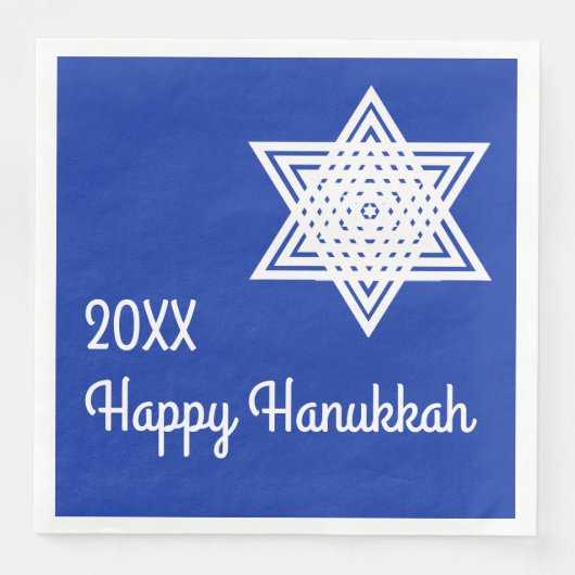 Star von David White auf Blue Background Hanukkah  Serviette (Vorderseite)