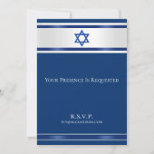 Star von David White Satin Navy Blauer Einladung (Vorderseite)