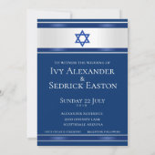 Star von David White Satin Navy Blauer Einladung (Rückseite)