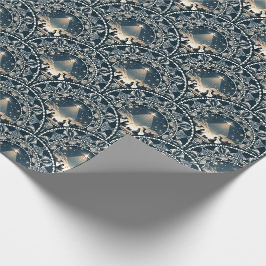 Star von Wonder Mandala Krippe Art Deco Scallops Geschenkpapier (Ecke)