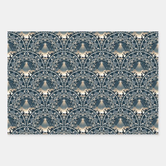 Star von Wonder Mandala Krippe Art Deco Scallops Geschenkpapier Set (Vorderseite)