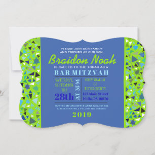 STAR WALL Bar Bat Mitzvah Einladung Lime Green