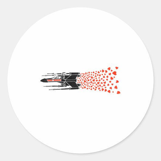Star War Valentines Day Luke R2 D2 X Wing Hearts  Runder Aufkleber (Vorderseite)