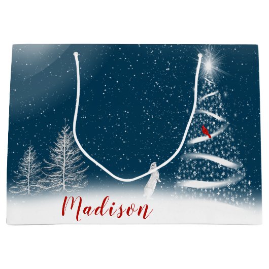 Star Weihnachtsbaum und Bunny Large Geschenktasche Große Geschenktüte (Vorderseite)