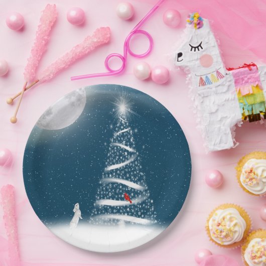 Star Weihnachtsbaum und Mond Pappteller (Party)