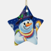 Star Weihnachtsbaumdekoration Snowman & tinsel. Keramik Ornament (Rechts)