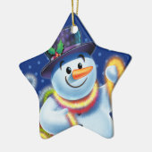 Star Weihnachtsbaumdekoration Snowman & tinsel. Keramik Ornament (Links)